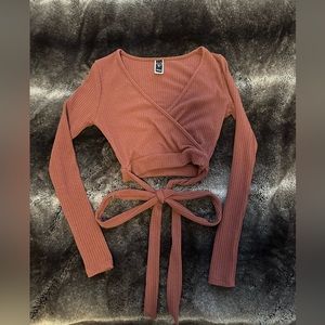 Burgundy Cropped Long Sleeve